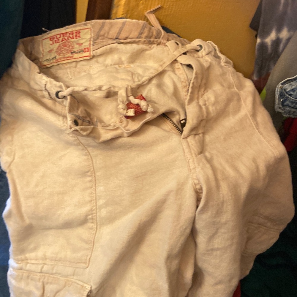 Off white casual linen cargo shorts